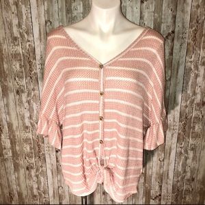 Fantastic Fawn pink/white striped top L